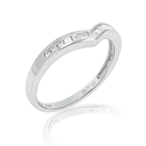 Vir Jewels 1/4 CTTWW Princess Diamond V Shape Wedding Band in 14K White Gold in Size 7 Female Adult