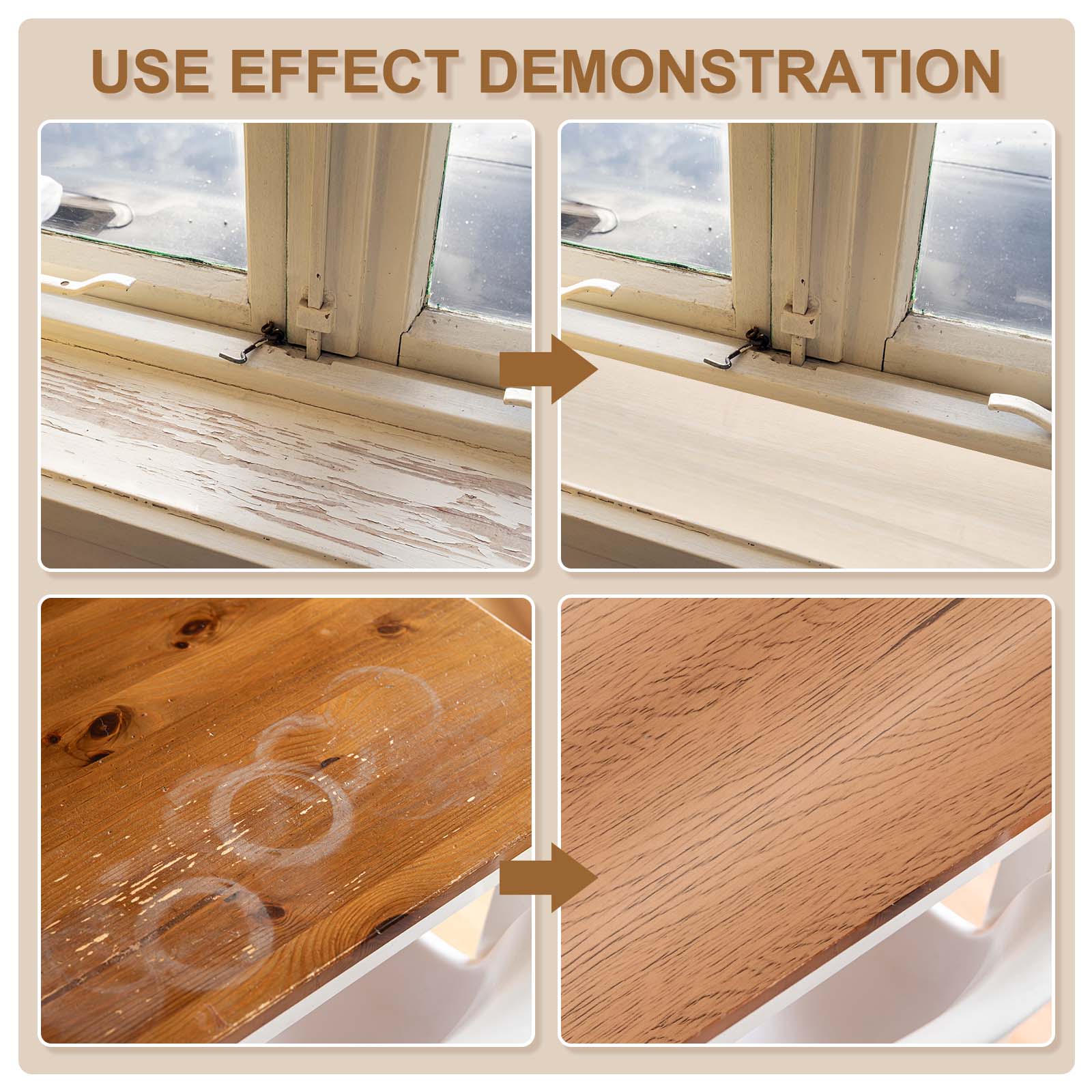 6 Inch x 66ft Wood Grain Repair Tape, Self Adhesive Realistic Textured Repair Tape Patch for Floor Door Table Cabinets Desk, White