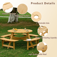 thumbnail image 4 of Eyisean 8 Person Circular Outdoor Wooden Picnic Table, Round Picnic Table with Umbrella Hole, 4 Built-in Benches, Outside Table and Bench Set for Patio, Backyard, Garden, 500lbs Capacity Per Bench, 4 of 18