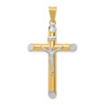 thumbnail image 1 of 14k Yellow and White Gold Two-tone & Rhodium INRI Crucifix Pendant Length 46mm, 1 of 2