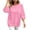 Pink, variant on Fashion 3/4 Sleeve Shirts for Women Plus Size Fall Casual Solid Color Loose Blouse Round Neck Blouses Comfortable Top