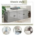 thumbnail image 3 of Solid Wood Storage Bench with 4 Doors and Adjustable Shelves, Shoe Bench Storage Cabinet with Removable Cushion for Living Room, Entryway, Hallway, Gray Wash, 3 of 7