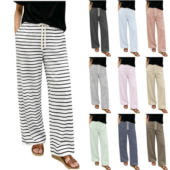 Women's Soft Fabric Loose Fit Pants with Elastic Waist Drawstring, Pockets, Sleep Pants, Casual Loungewear, Summer Beach, Yoga, Adjustable Comfortable Lounge | VerBelle,Brown L