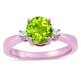 thumbnail image 3 of Star K � 3 Three Stone Round Genuine Peridot Classic Engagement Promise Ring, 3 of 9