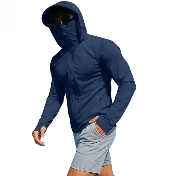 Long Sleeve Sun Shirt Men UPF 50  Sun Protection Jacket Zip Up Lightweight Shirts Running Fishing Hiking Outdoor