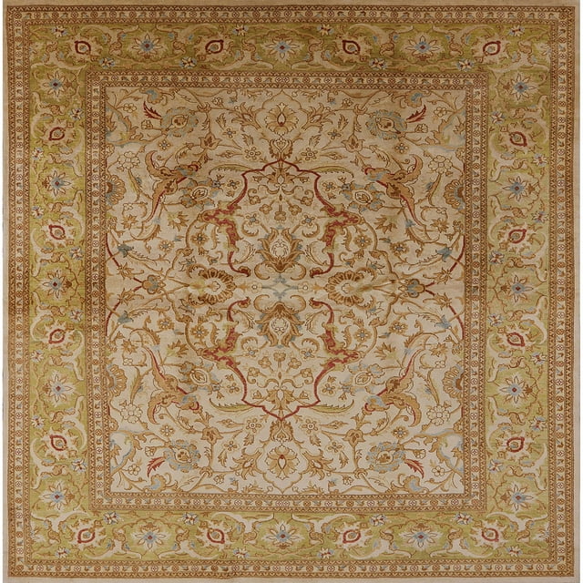 Ahgly Tapis d'Intérieur Carré Mid-Century Moderne Marron Sable Brun Oriental, 7 Pieds Carré