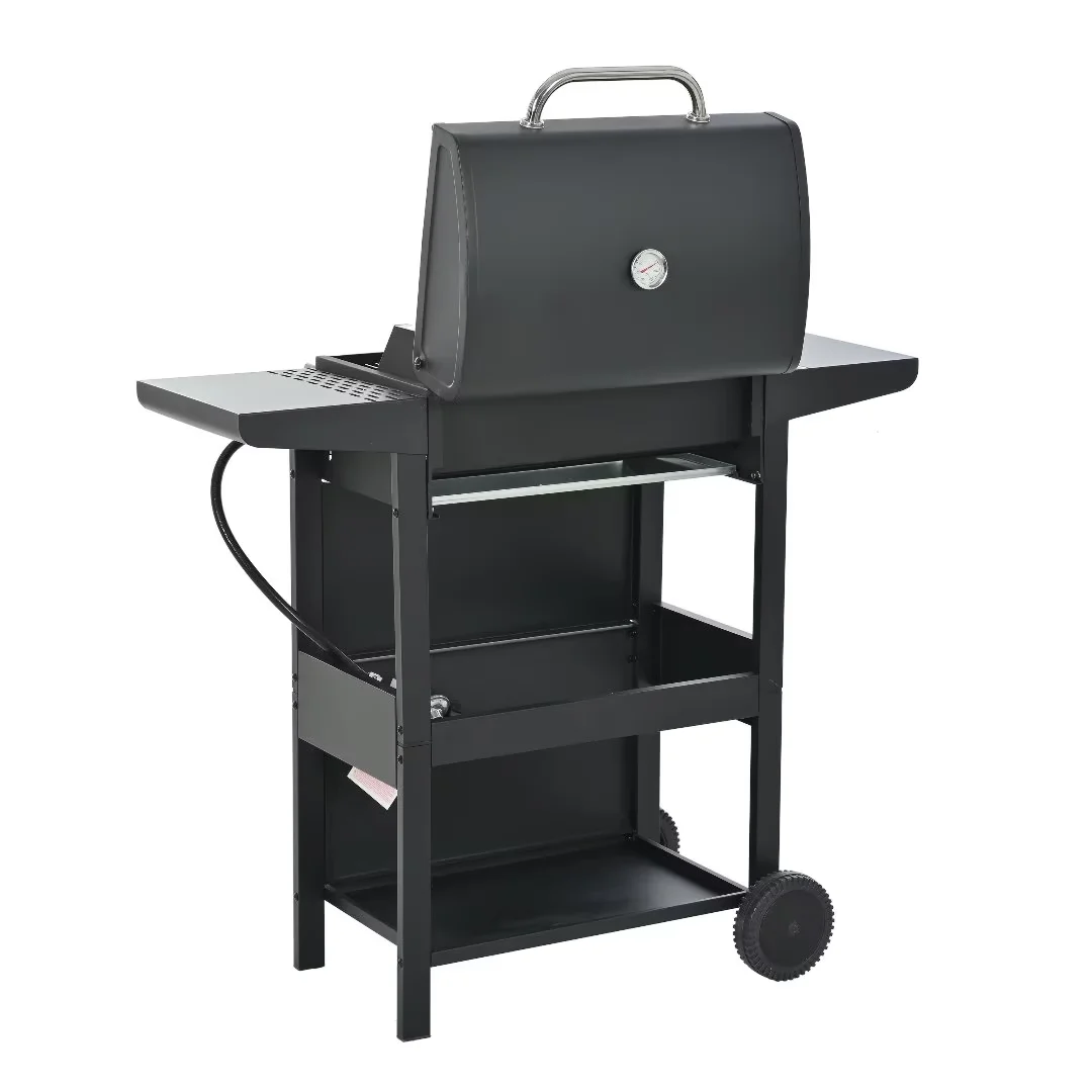 Leuco 3 Burner BBQ Propane Gas Grill, Stainless Steel 25,650 BTU Patio Garden Barbecue Grill with Two Shelves, Lid, Wheels and Bottle Opener