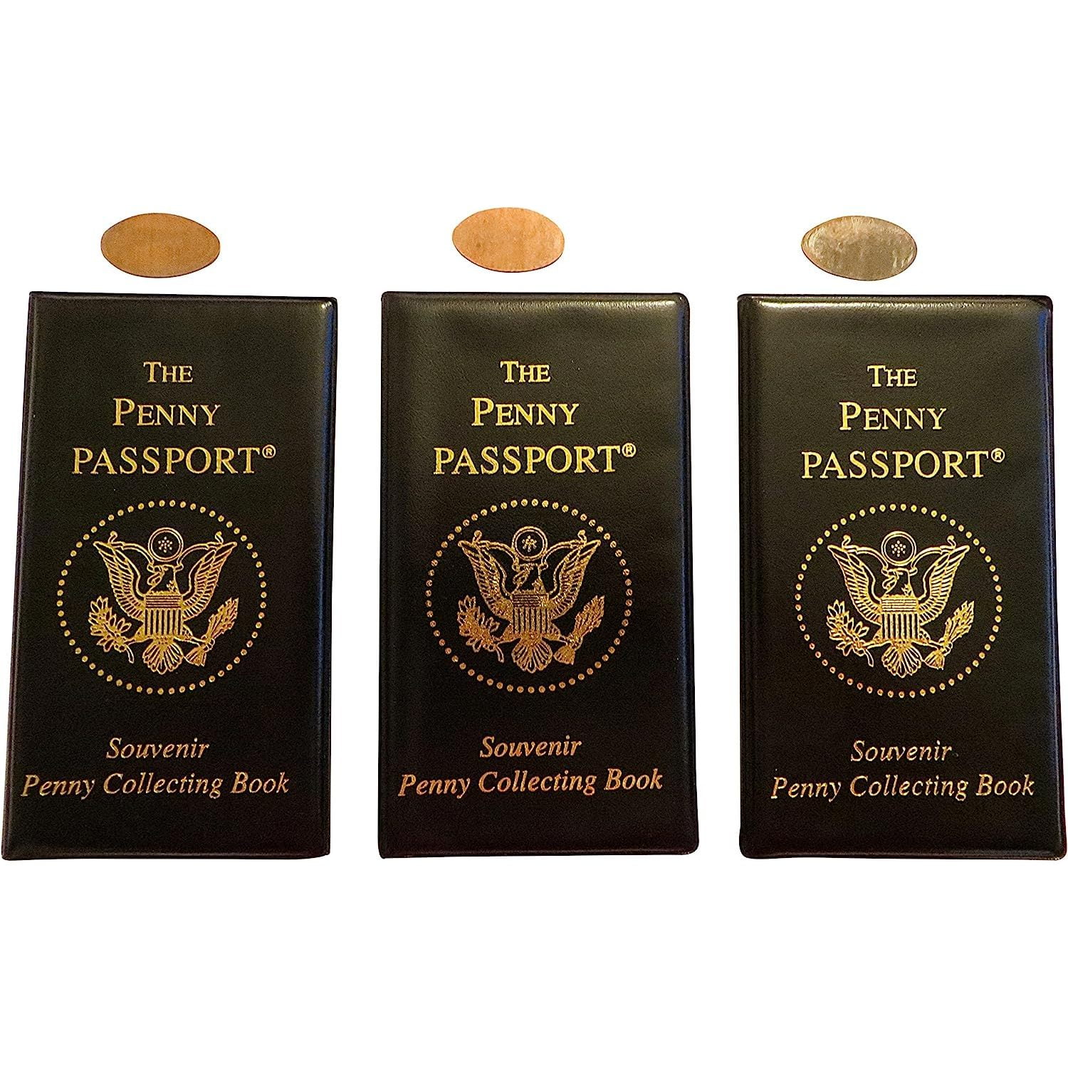 3 Penny Passport Souvenir Elongated Coin Albums With Free Pressed