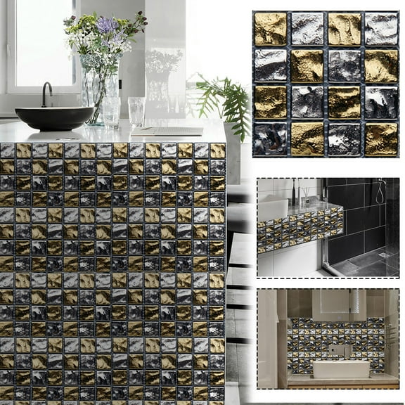 YOHAVEN DIY Peel and Stick Wall Floor Tile Stickers 10PCS, 4" Crystal Gel Decorative Tiles for Kitchen Bathroom Home Renovation, Waterproof Removable Creative Holiday Decor