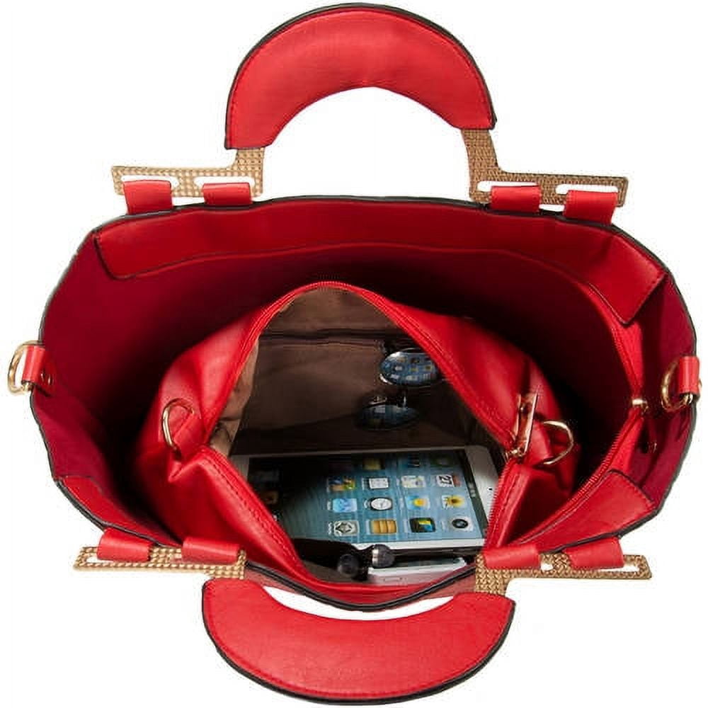 Women's Samba Over the Shoulder Leatherette Satchel Carrying Hand Bag with Shoulder Strap [Croc Skin Design]