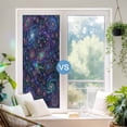 thumbnail image 2 of Lotus Flower Window Privacy Film, Retro Abstract Blue Purple Floral Leaf Stars Black Stained Glass Rainbow Film Decorative Window Clings, Static Cling Sun Blocking Stickers 23.6" x 59", 2 of 9