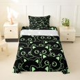 thumbnail image 2 of Manfei Cute Simple Cat Twin Sheets, Cartoon Kitten Bedding, Black Green, 3 Pieces, 1 Flat Sheet, 1 Fitted Sheet and 1 Pillowcase, 2 of 6