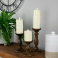 thumbnail image 2 of Northlight Natural Dark Wooden Pillar Candle Holders - 10" - Set of 3, 2 of 5