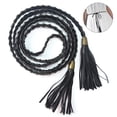 thumbnail image 1 of Cinturón trenzado para mujer Cinturón con borlas tejidas delgadas para vestidoNegro, 1 of 8