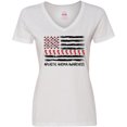 thumbnail image 3 of Inktastic Aplastic Anemia Awareness Red and White Ribbons and Flag Women's V-Neck T-Shirt, 3 of 5