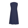 thumbnail image 6 of successthop Dresses for Women Linen Button Up Sleeveless Ankle Length Clothes Flowy V Neck Summer Dress with Pocket Blue, 6 of 7