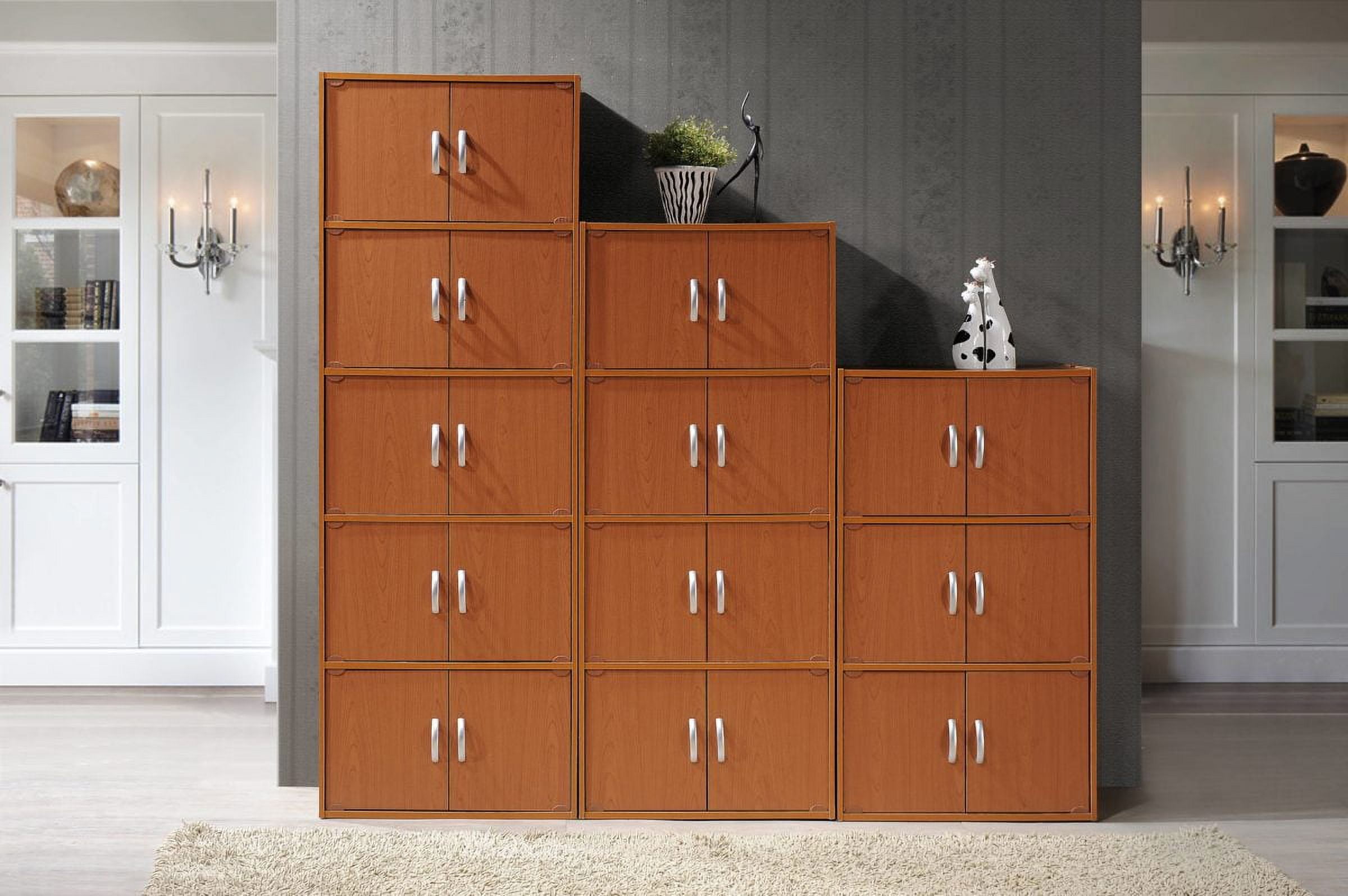 Hodedah 3-Shelf, 6-Door Multipurpose Bookcase, Cherry