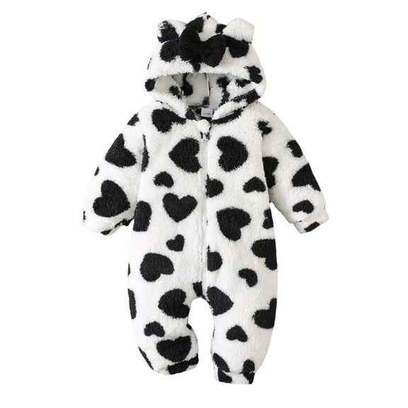 Gibobby Cute Baby Bear Fleece Jumpsuit Girls Boys Warm Hooded Coverall Romper Newborn Fluffy Outerwear Snowsuit(Black,12-18 Months)