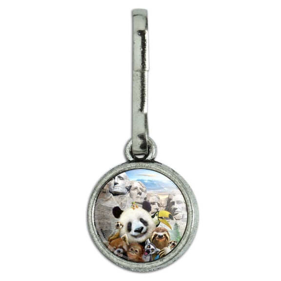 Mount Mt. Rushmore National Memorial South Dakota Panda Sloth Antiqued Charm Clothes Purse Suitcase Backpack Zipper Pull Aid