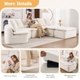 thumbnail image 2 of HUTWIFE 133'' Modular Woodgrain Chenille U-Shaped Sectional Compression Sofa with Removable Recliner Module,  Milk White, 2 of 16