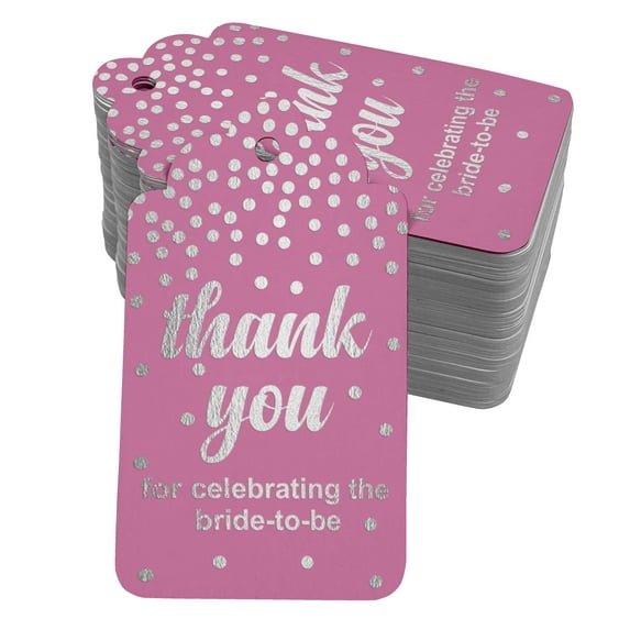 Inkdotpot ThankYou For Celebrating The Bride To Be Bridal Shower Bottle Tag Real Silver Foil Favor Hang Tags Pack Of 50