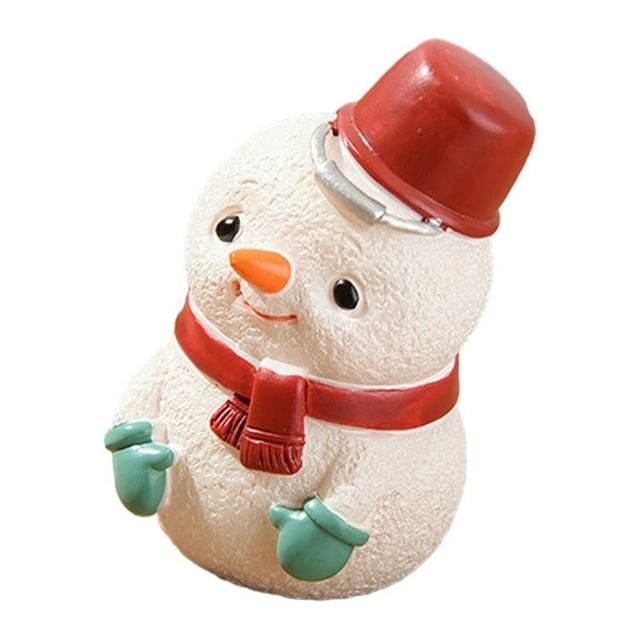 Estatua de árbol de Navidad, mini adornos para árbol de Navidad, alce navideño coleccionable muñeco de nieve de navidad