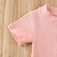 thumbnail image 4 of Sylvamorning Baby Short Sleeve Ribbed Knit O Neck Romper, Drawstring Short Pants, 4 of 7