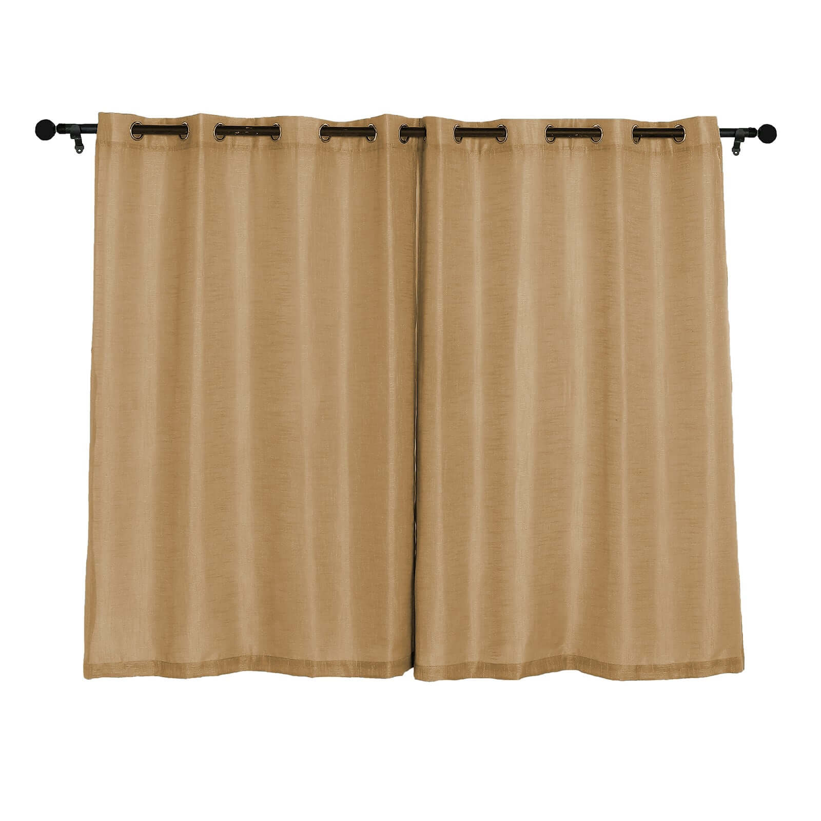 Efavormart Pack of 2 52"x64" Natural Faux Linen Curtains, Semi Sheer Curtain Panels with Chrome Grommet for Living Room Home Decor Window Privacy Linen Textured Drapes