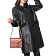 thumbnail image 5 of XPMWRP Women's Faux Leather Fleece Button Jacket Loose Long Sleeve Casual Solid Color Winter Warm Trendy Clothes with Pockets Black XXXXXL, 5 of 7
