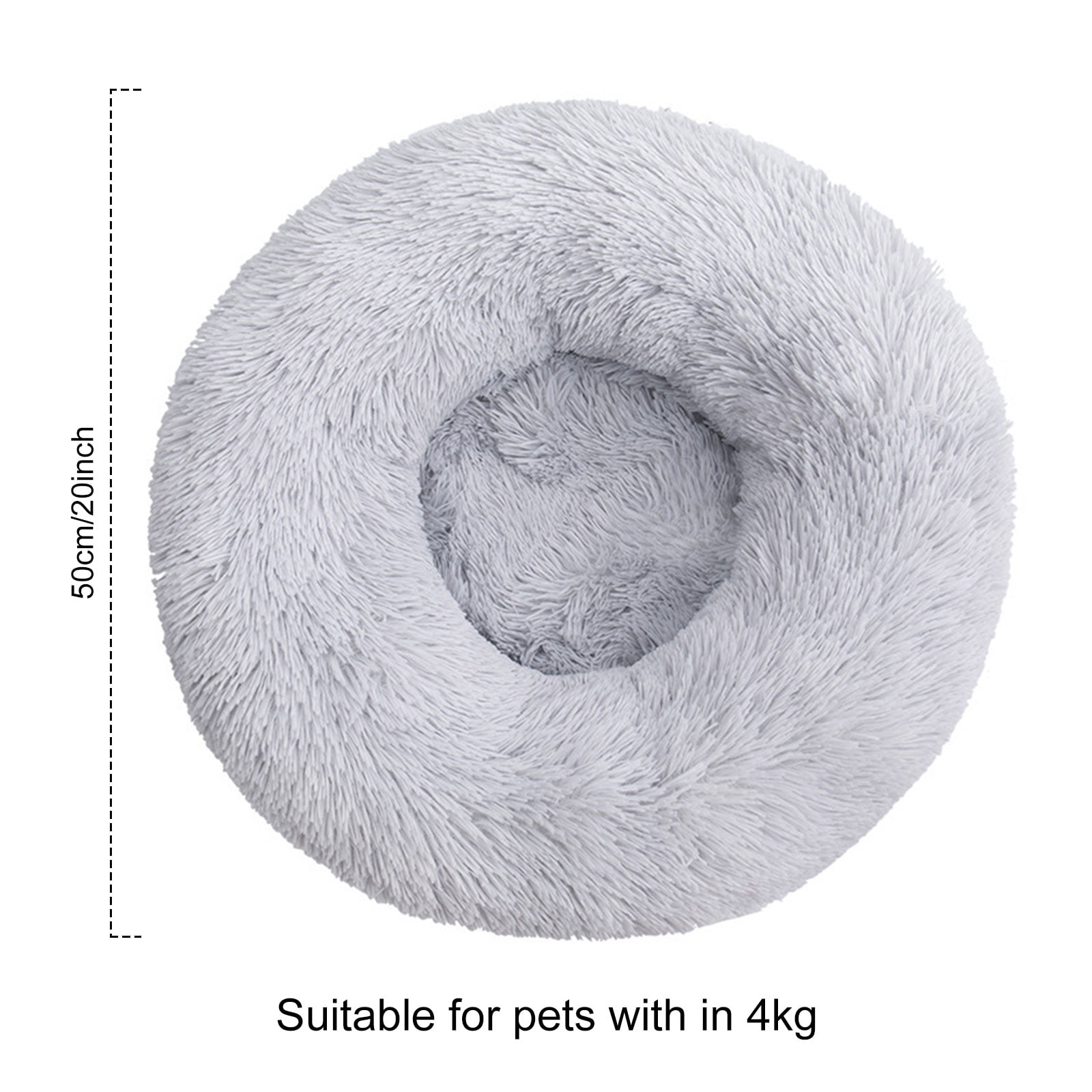 Cat Bed for Indoor 20inch Anti Anxiety Donut Calming Bed Fluffy Soft Round Plush Cushion Bed for Small Medium Dogs and Cats Light Gray