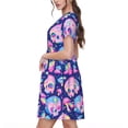 thumbnail image 2 of Easygdp colorful Skull mushroom rainbow para Vestido Transpirable de Mujer, Vestido Suelto de Manga Corta con Pliegues y Bolsillos para el Verano, 2 of 6