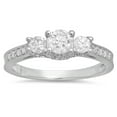 thumbnail image 3 of Dazzlingrock Collection 1.00 Carat (ctw) 18k Round Diamond 3 Stone Ladies Bridal Engagement Ring, White Gold, Size 9, 3 of 4