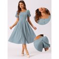 thumbnail image 2 of DARING DIVA Smocked Back Puff Short Sleeve Midi Dress XL Blue, 2 of 5