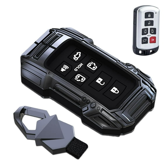 Zinc Alloy Smart Remote Car Key Fob Case Cover Protector Shell Compatible for Toyota Sienna HYQ14ADR 2011-2020 with Keychain