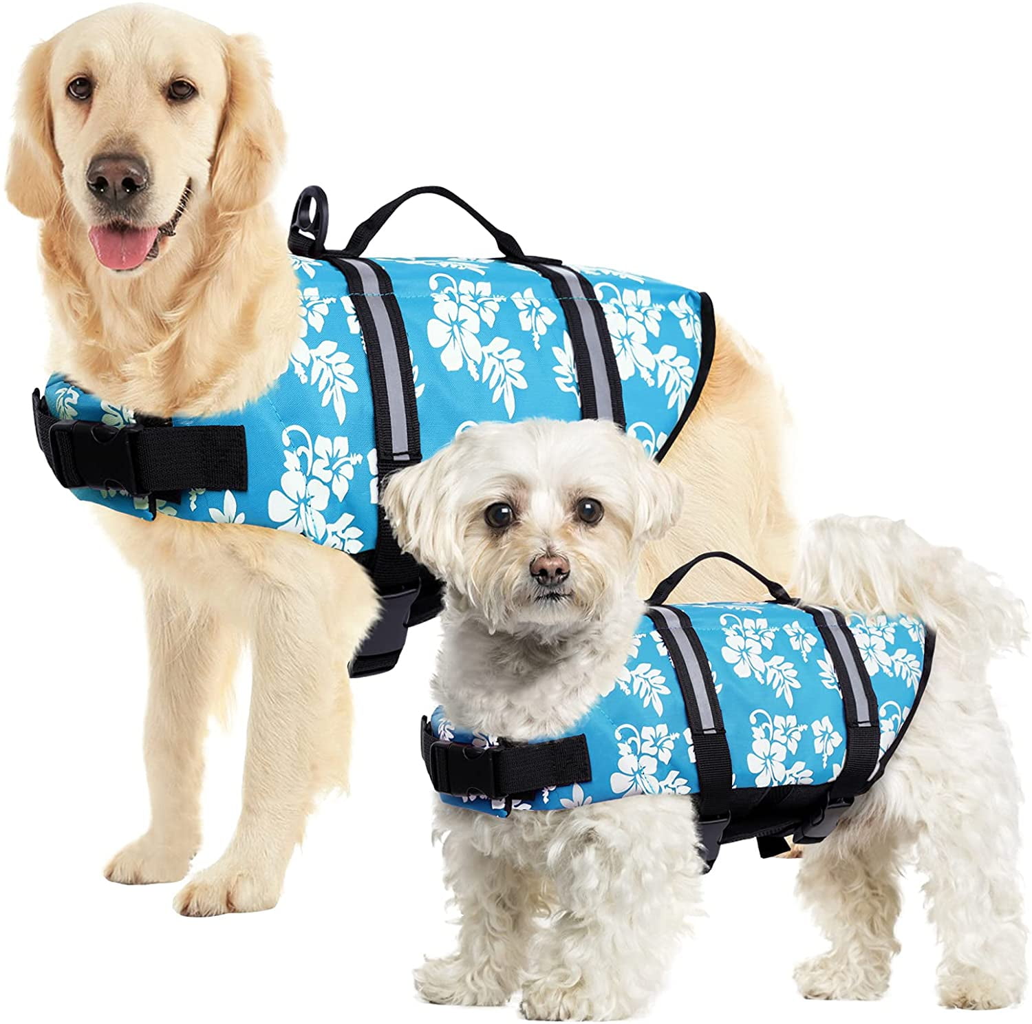 SUNFURA Ripstop Dog Life Jacket Safety Pet Flotation Life Vest with Reflective Stripes and