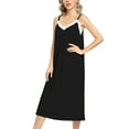 thumbnail image 4 of WBQ Women's Full Slip Chemise Nightgown Lace V Neck Sleeveless Long Nightdress Sleepwear Loose Tank Sleepdress Plus Size Soft Sleepshirt Lounge Dresses S-3XL, 4 of 6