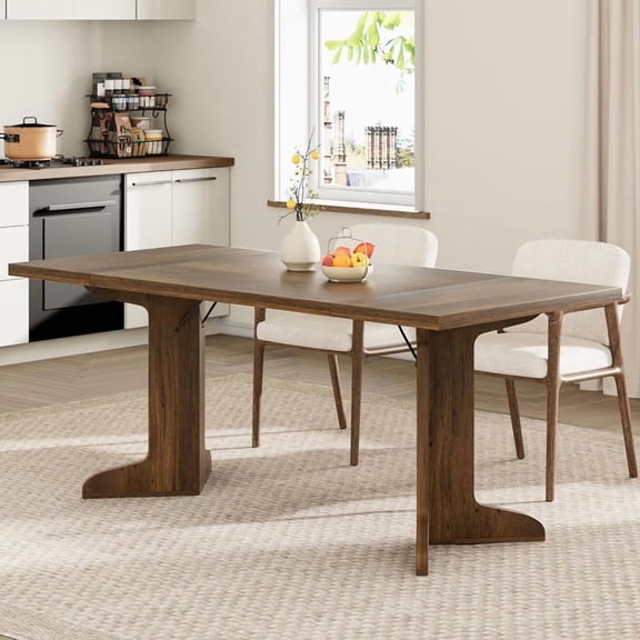 TROPOW 71.1" Dining Table for 6-8 People, Farmhouse Kitchen Table, Large Wooden Rectangle Dinner Tables with Thicken Tabletop and Sturdy Legs for Kitchen, Dining Room, Living Room