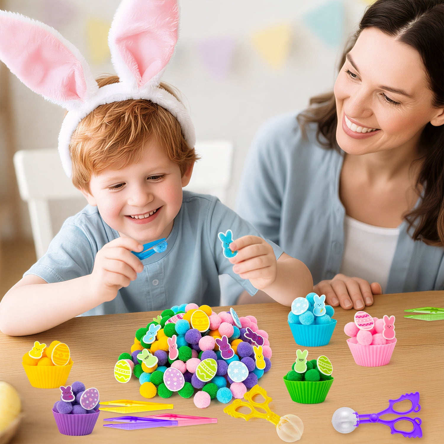 Laffact Easter Party Counting and Sorting Toy, Easter Bunny Egg Felt Toy,268pcs