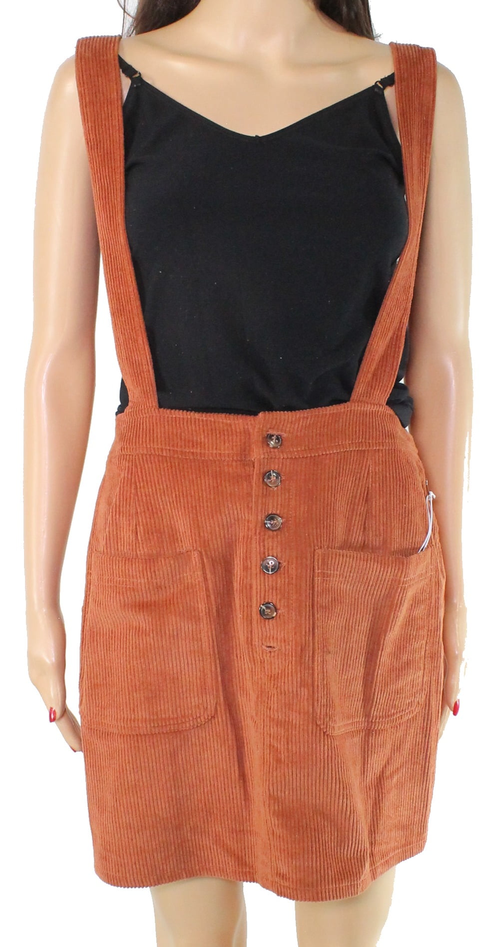 orange overall skirt
