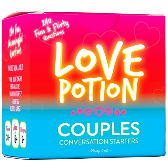 Couples Conversation Starter Card Game for Adults - 240 Fun Questions for Date Night & Romantic Relationships - Couples Gift for Intimacy, Travel & Deep Connections - Love Potion