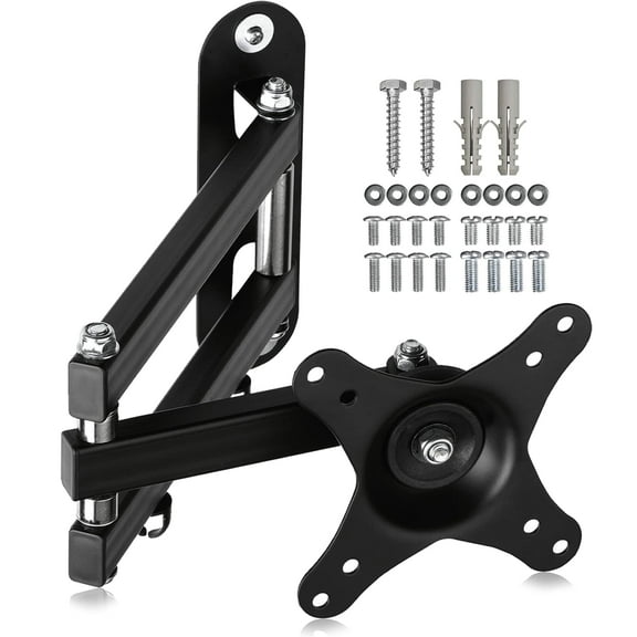 Full Motion TV Wall Mount, Universal Single Stud Corner Bracket for 13-32 inch TVs, Monitor Wall Mount for LCD Monitor Swivel Tilt Extension Rotation Articulating, VESA 100x100mm/75x75mm, up to 33LBS