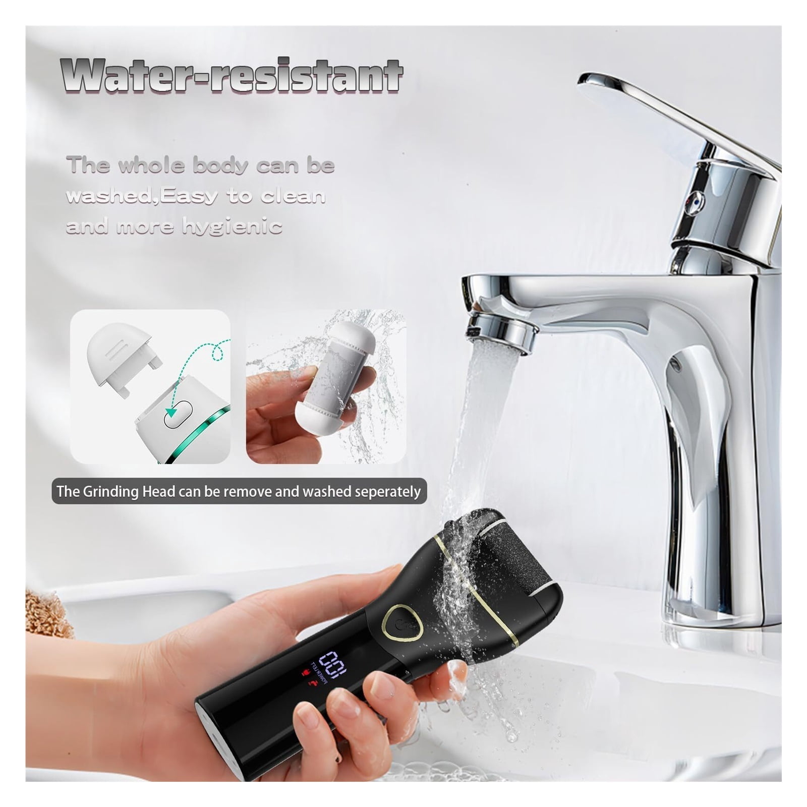 Electric Callus Remover for Feet Portable Professional Pedi Feet Care for Dead Skin Callous Remover Tool Waterproof Pedicure Foot File Kit 16 in 1 5688Black