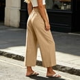 thumbnail image 4 of HomeDM Capris Pants for Women Wide Leg Pants with Pockets High Waisted Coffee Lounge Work Trousers Size 3XL, 4 of 9