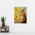 thumbnail image 2 of Squirrel In The Marigolds Stop To Smell The Flowers Oil Painting Orange And Yellow Extra Large XL Wall Art Poster Print, 2 of 5