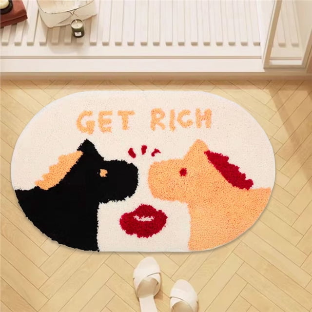 Tapis de Salon Mignon en Faux Cachemire Durable et Tapis de Maison Rouge Festif