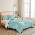 thumbnail image 5 of Quilts Twin Size, Teal Wildflowers Soft Comforter Bedding Set for Bed, Farmhouse Floral Botanical Leaves Lightweight Quilted Bedspread with Pillow Cover(2 Pieces) for All Season, 68x86 Inch, 5 of 9