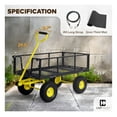 thumbnail image 2 of Metal Black Garden Cart, w/ 180° Adjustable Yellow Handle, w/Mat and Strap, Heavy Duty 880 lbs Capacity, w/ 10” Flat-Free Tires, Sides Removable, Utility Wagon, Lawn Cart, for Garden, Yard, 2 of 9