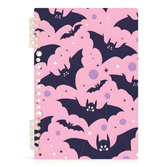 Cute Bats and Dots Notebooks 1-subject Journal 60 Sheets A5 College Ruled Paper Detachable Ring 8.3"x5.7"
