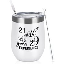 50th Birthday Gifts for Women - 50th Birthday Wine Tumbler for Women, 12oz Insulated Wine Tumbler with Lid and Straw, 50 Years Old Birthday Gifts for Anniversary Decorations (White)