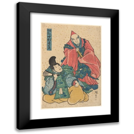 Utagawa Kunisada (Toyokuni III) 11x14 Black Modern Framed Museum Art Print Titled - High-Ranking Monk, Yasuhide Playing the Role of Nakamura Utaemon (19th Century)